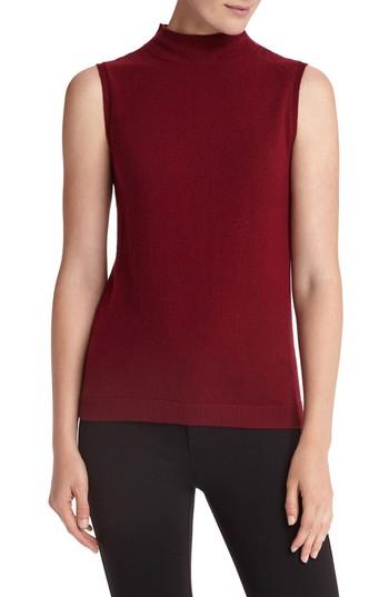 Women's Lafayette 148 New York Sequin Trim Cashmere Mock Neck Sweater - Burgundy