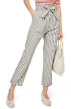 Women's Topshop Belted Stripe Roll-cuff Trousers Us (fits Like 0) - Blue