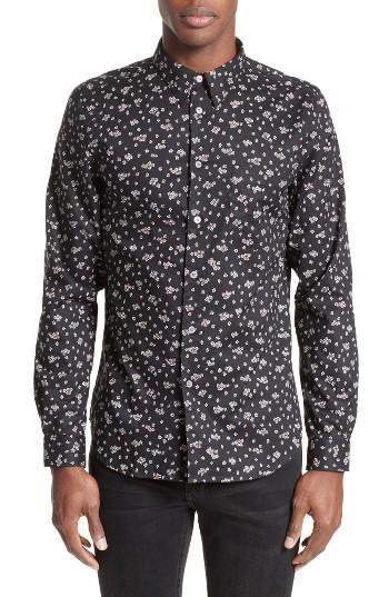 Men's Ps Paul Smith Extra Trim Fit Mini Daisy Print Sport Shirt - Black