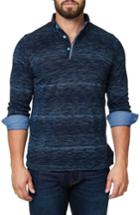 Men's Maceoo Slim Fit Woven Trim Long Sleeve Polo (s) - Blue