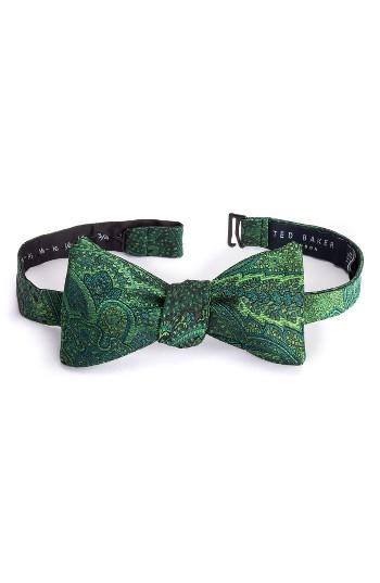 Men's Ted Baker London Dickinson Paisley Silk Bow Tie, Size - Green
