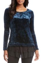 Women's Karen Kane Lace Hem Velvet Top - Green
