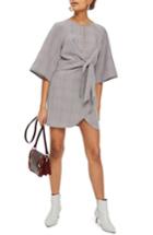Women's Topshop Plaid Knot Front Minidress Us (fits Like 0) - Grey