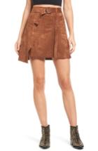 Women's J.o.a. Belted Faux Suede Miniskirt - Brown