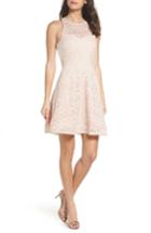 Women's Sequin Hearts Glitter Lace Strappy Back Party Dress - Pink