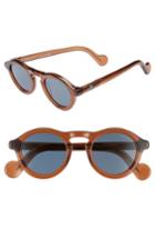 Men's Moncler 46mm Round Sunglasses - Shiny Burnt Brown