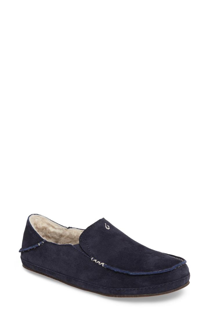 Women's Olukai Nohea Nubuck Slipper M - Blue
