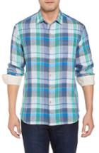 Men's Tommy Bahama Vero Beach Madras Plaid Linen Sport Shirt - Green