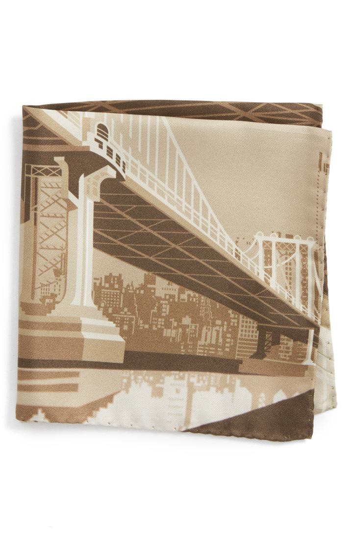 Men's Eton Manhattan Bridge Silk Pocket Square