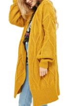Women's Topshop Longline Cable Cardigan Us (fits Like 0) - Yellow