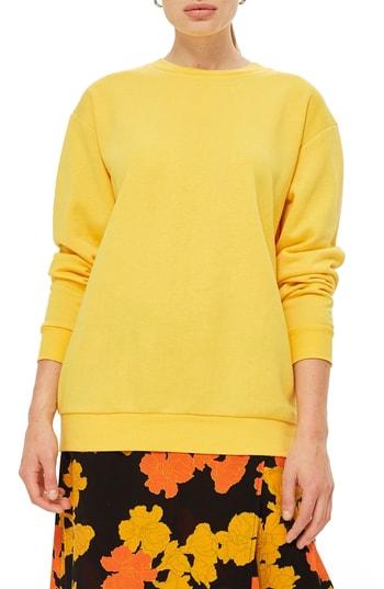 Women's Topshop Longline Sweatshirt Us (fits Like 0) - Yellow