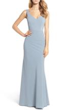 Women's Jenny Yoo Delaney Tie Back V-neck Gown