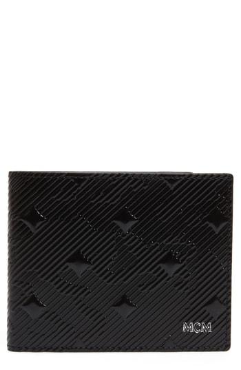 Men's Mcm Coburg Lion Patent Leather Bifold Card Case - Black