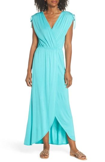 Women's Fraiche By J Tie Shoulder Faux Wrap Maxi Dress - Green