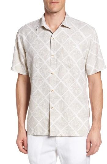 Men's Tommy Bahama Doric Diamond Original Fit Silk Camp Shirt - White