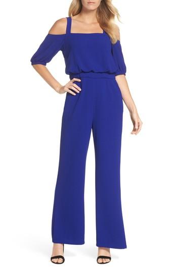 Women's Vince Camuto Cold Shoulder Blouson Jumpsuit - Blue