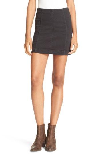 Women's Free People 'modern Femme' Denim Miniskirt - Black