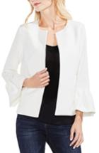 Women's Vince Camuto Ruffle Sleeve Open Front Jacket, Size - White