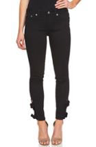 Women's Cece Bow Hem Skinny Jeans - Black