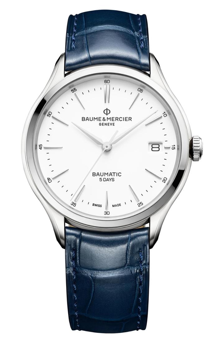 Men's Baume & Mercier Clifton Automatic Leather Strap Watch, 40mm