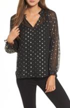 Women's Velvet By Graham & Spencer Gold Foil Chiffon Blouse - Black