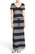 Women's Caslon Drawstring V-neck Jersey Maxi Dress, Size - Black