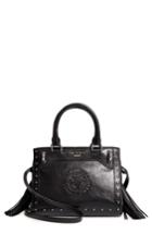 Balmain Mini Logo Calfskin Leather Top Handle Satchel - Black