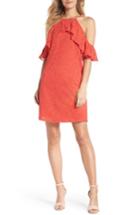 Women's Trina Trina Turk Roseville Cold Shoulder Embroidered Tulle Halter Dress - Red