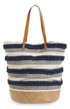 Sole Society Woven Bottom Tote - Blue