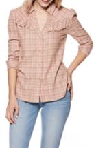 Women's Paige Kamie Plaid Ruffle Shirt - Pink