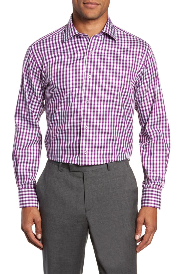 Men's Lorenzo Uomo Trim Fit Check Dress Shirt .5 - 36 - Purple