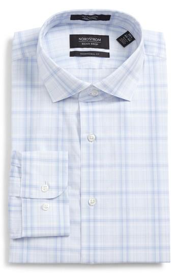 Men's Nordstrom Men's Shop Traditional Fit Check Dress Shirt .5 32/33 - Blue