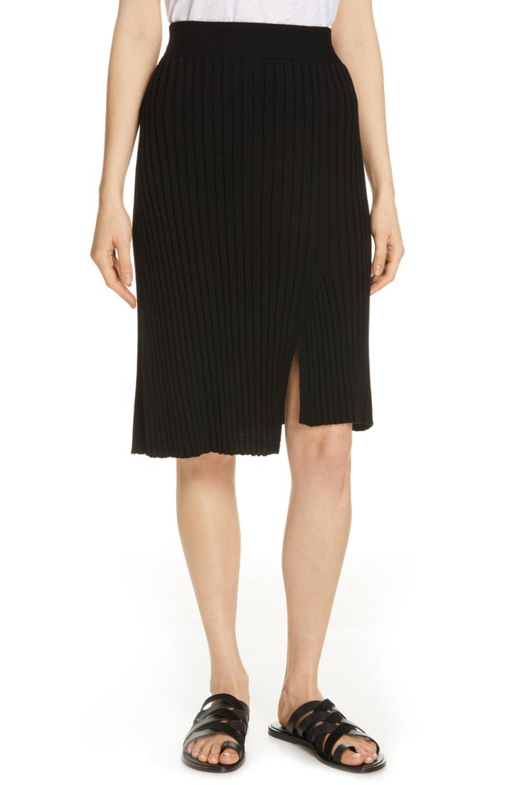Women's Atm Anthony Thomas Melillo Ribbed Merino Wool Skirt - Black