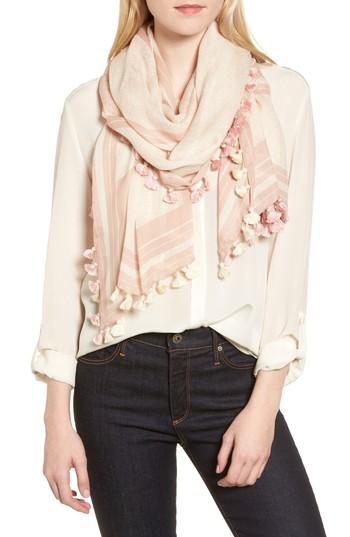 Women's Tory Burch Logo Wool Scarf, Size - Pink