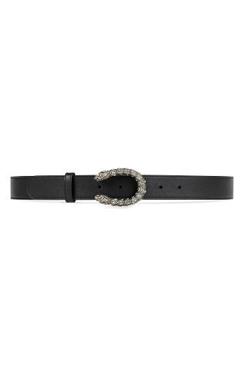 Women's Gucci Leather Belt - Black Diam