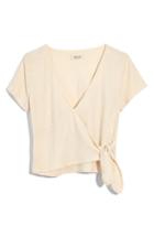 Women's Madewell Texture & Thread Wrap Top, Size - White