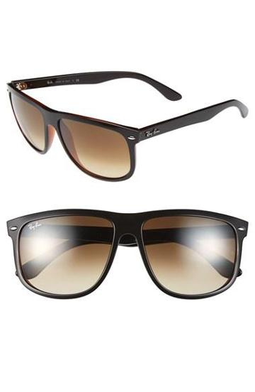 Ray-ban 'boyfriend Flat Top Frame' 60mm Sunglasses Black/brown