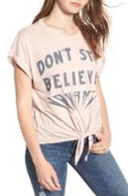 Women's Lucky Brand Don't Stop Believing Tie-front Tee - Pink