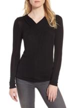 Women's Trouve Drape Neck Tee, Size - Black