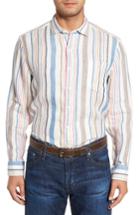 Men's Tommy Bahama Raffia Stripe Linen Sport Shirt - Blue