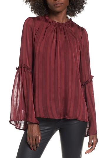 Women's Shadow Stripe Blouse - Red