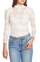 Women's 1.state Embroidered Mesh Top, Size - White