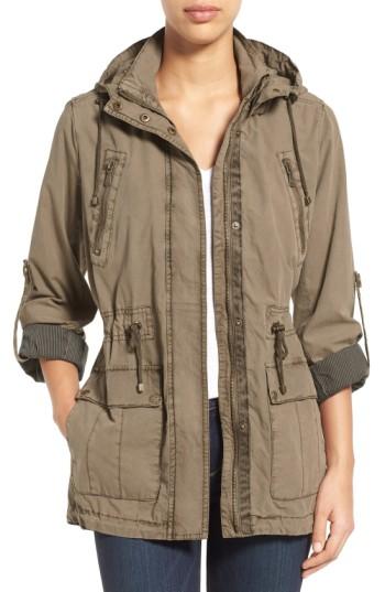 Women's Levi's Parachute Hooded Cotton Utility Jacket - Beige