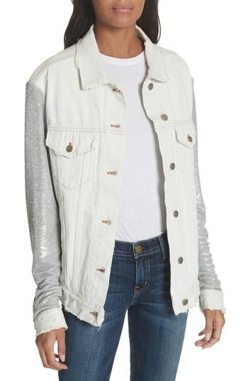 Women's Iro Nanopo Sequin Panel Denim Jacket Us / 34 Fr - White