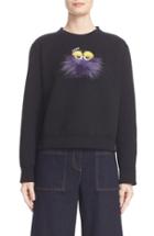 Women's Fendi Monster Sweatshirt With Genuine Mink & Fox Fur Trim
