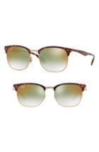 Women's Ray-ban Highstreet 53mm Clubmaster Sunglasses - Green/ Red Gradient Mirror