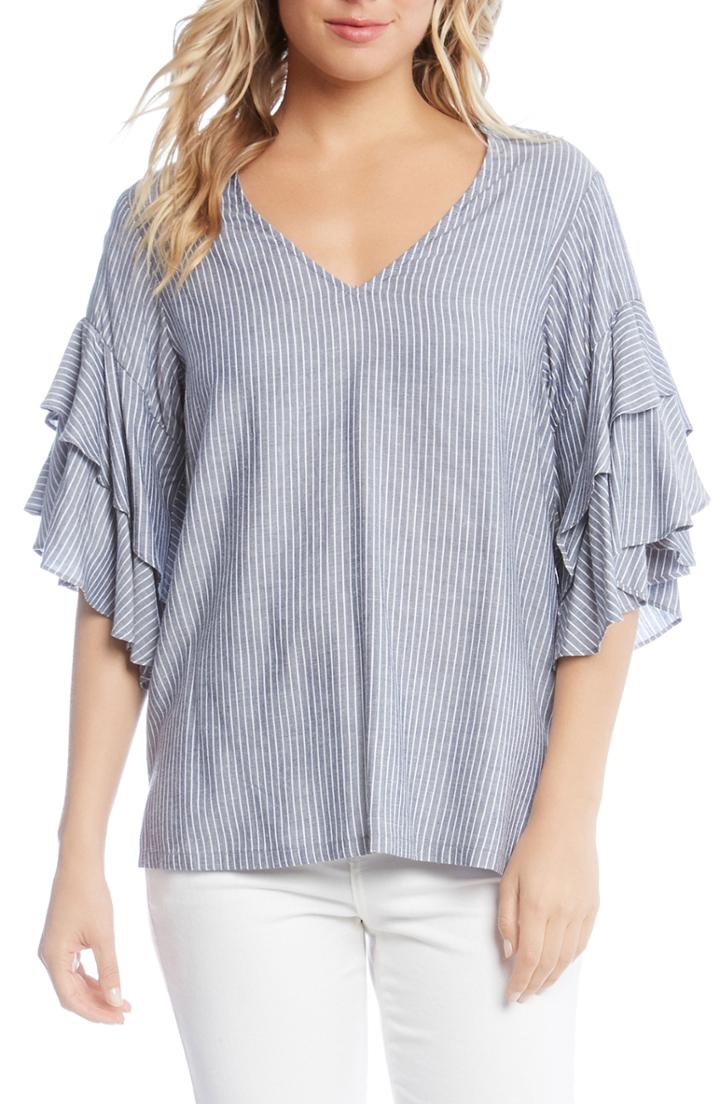 Women's Karen Kane Ruffled Stripe Chambray Top