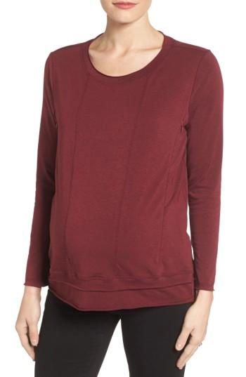 Women's Loyal Hana 'christy' Long Sleeve Maternity/nursing Top - Burgundy