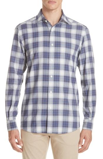 Men's Ermenegildo Zegna Classic Fit Plaid Sport Shirt - Blue