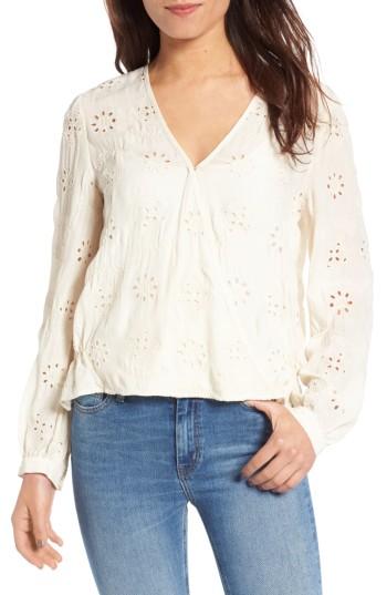 Women's Hinge Eyelet Surplice Top - Ivory